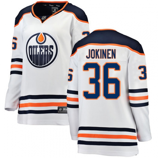Women's Edmonton Oilers #36 Jussi Jokinen Authentic White Away Fanatics Branded Breakaway NHL Jersey - Ujersey