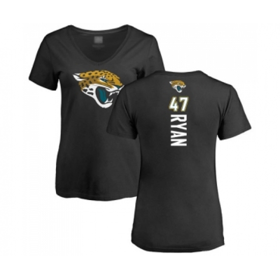 Football Women's Jacksonville Jaguars #47 Jake Ryan Black Backer V-Neck T-Shirt - Ujersey