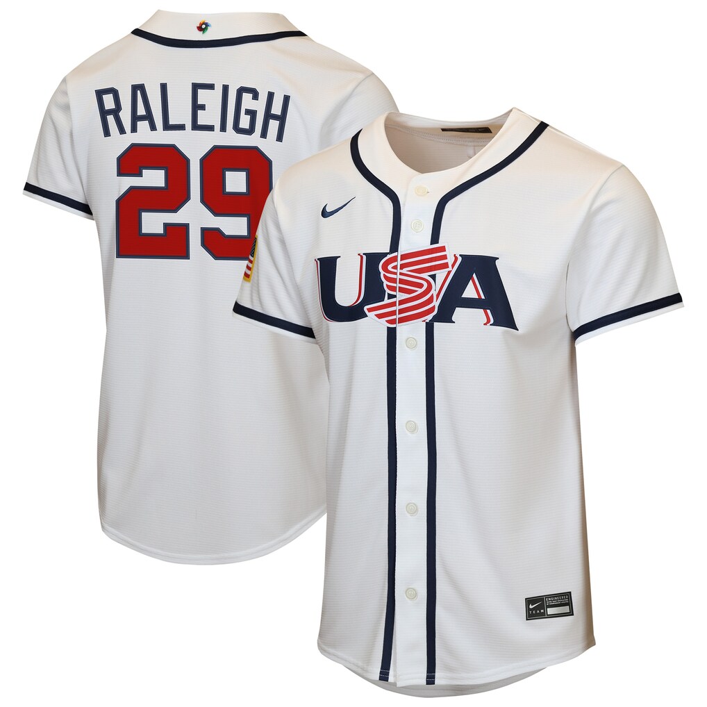 Youth USA Baseball Cal Raleigh Nike White 2026 World Baseball Classic Home Replica Jersey - ujerseystore