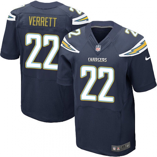 Men's Nike Los Angeles Chargers #22 Jason Verrett Elite Navy Blue Team Color NFL Jersey - Ujersey