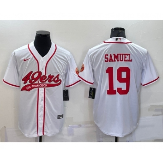 Men's San Francisco 49ers #19 Deebo Samuel White Stitched Cool Base Nike Baseball Jersey - Ujersey