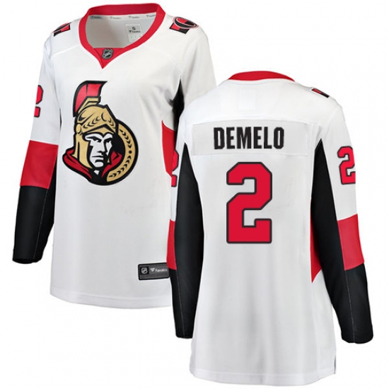 Women's Ottawa Senators #2 Dylan DeMelo Fanatics Branded White Away Breakaway NHL Jersey - Ujersey