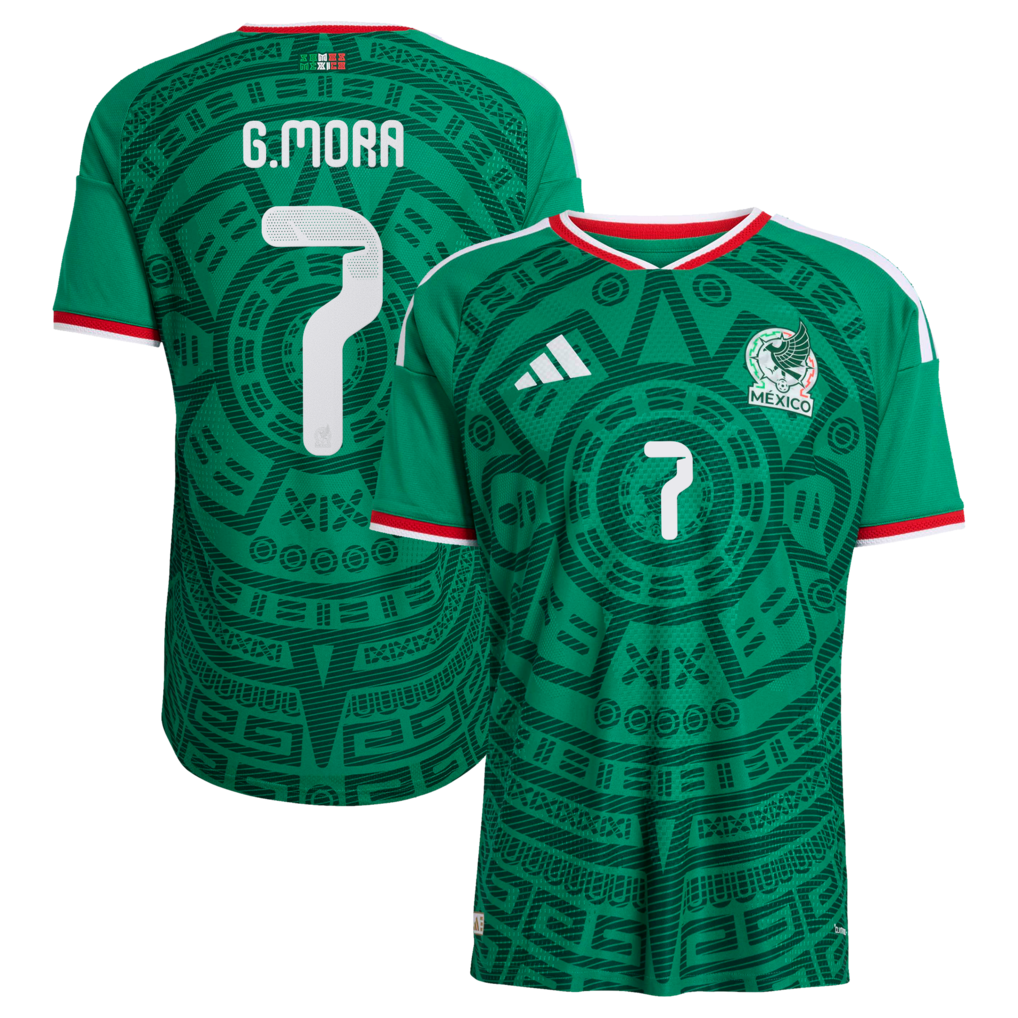 Men's Mexico National Team Gilberto Mora adidas Green 2026 Home On-Field Authentic Jersey - Ujersey