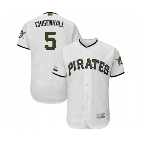 Men's Pittsburgh Pirates #5 Lonnie Chisenhall White Alternate Authentic Collection Flex Base Baseball Jersey - Ujersey