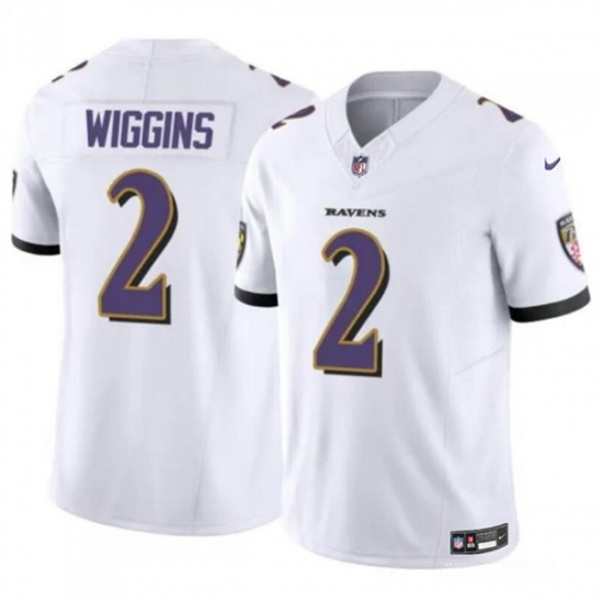 Men's Baltimore Ravens #2 Nate Wiggins White 2024 Draft F.U.S.E. Vapor Limited Football Jersey - Ujersey