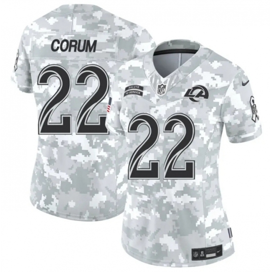 Women's Los Angeles Rams #22 Blake Corum 2024 F.U.S.E Arctic Camo Salute To Service Limited Stitched Football Jersey(Run Small) - Ujersey