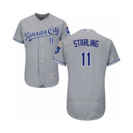 Men's Kansas City Royals #11 Bubba Starling Grey Road Flex Base Authentic Collection Baseball Player Jersey - Ujersey