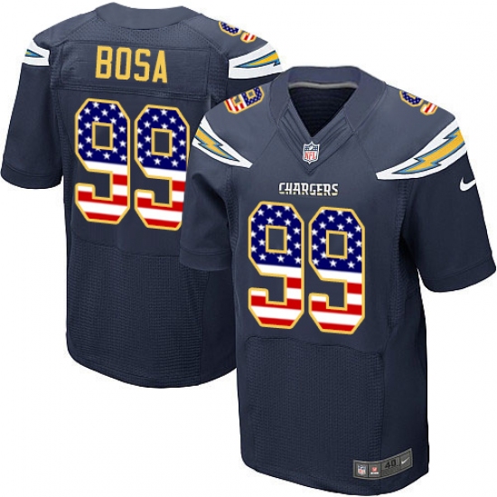 Men's Nike Los Angeles Chargers #99 Joey Bosa Elite Navy Blue Home USA Flag Fashion NFL Jersey - ujerseystore