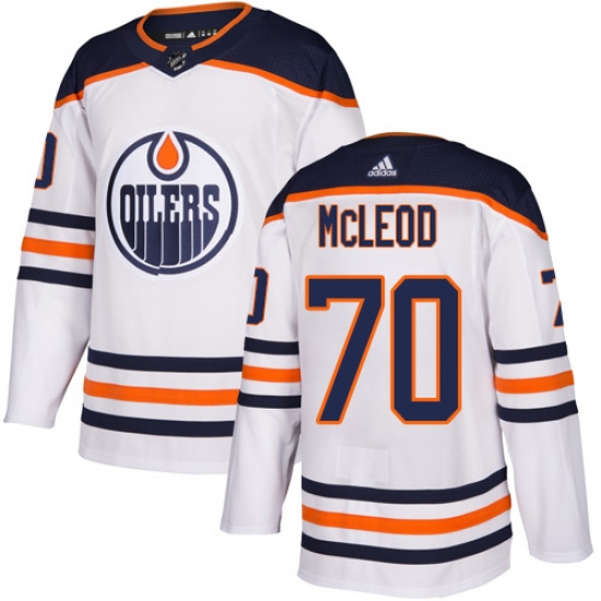 Youth Adidas Edmonton Oilers #70 Ryan McLeod Authentic White Away NHL Jersey