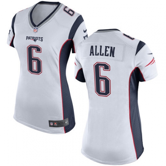 Women's Nike New England Patriots #6 Ryan Allen Game White NFL Jersey - Ujersey