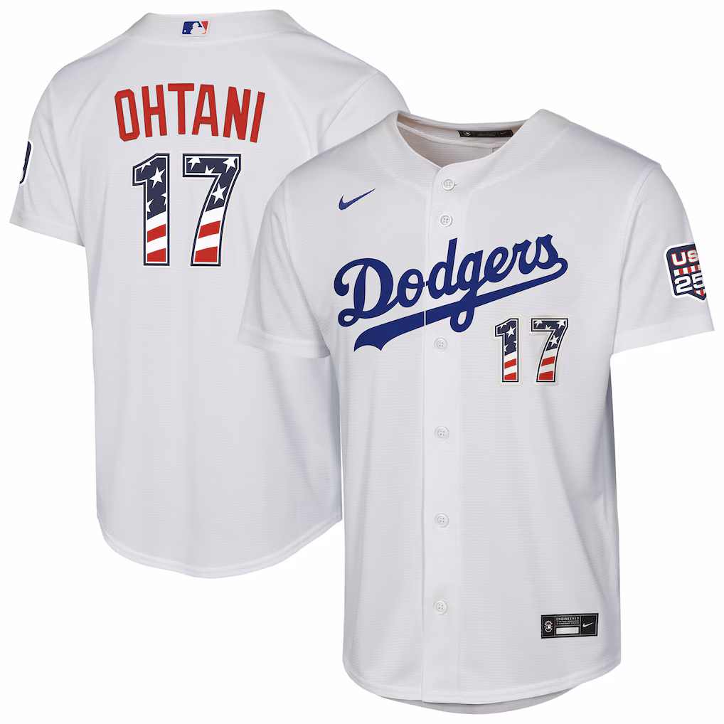 Youth Los Angeles Dodgers Shohei Ohtani Nike White USA 250 Fourth of July Home Replica Jersey - Ujersey