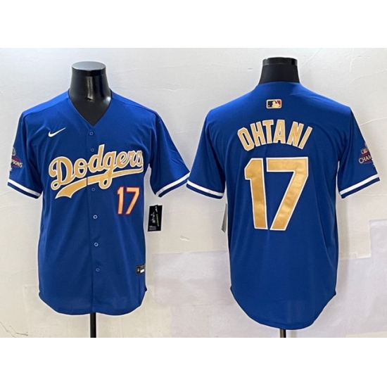 Men's Los Angeles Dodgers #17 Shohei Ohtani Royal 2025 Gold Collection Limited Stitched Baseball Jersey - Ujersey