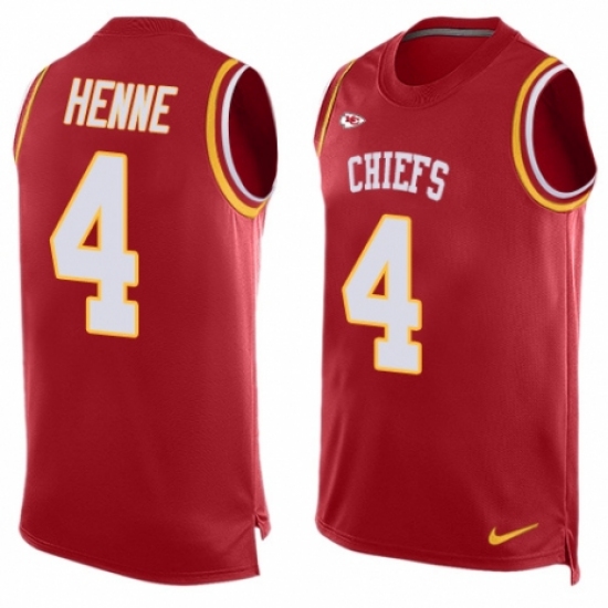 Men's Nike Kansas City Chiefs #4 Chad Henne Limited Red Player Name & Number Tank Top NFL Jersey - Ujersey