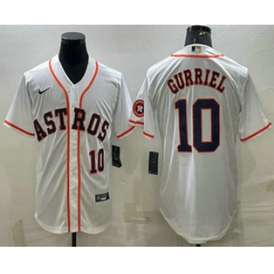 Men's Houston Astros #10 Yuli Gurriel Number White With Patch Stitched MLB Cool Base Nike Jersey - Ujersey