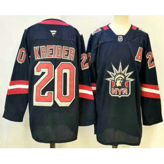 Men's New York Rangers #20 Chris Kreider Navy Reverse Retro Authentic Jersey - Ujersey