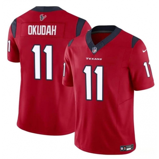 Men's Houston Texans #11 Jeff Okudah Red 2024 F.U.S.E. Vapor Untouchable Football Stitched Jersey - Ujersey