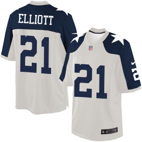 Youth Nike Dallas Cowboys #21 Ezekiel Elliott Limited White Throwback Alternate NFL Jersey - Ujersey