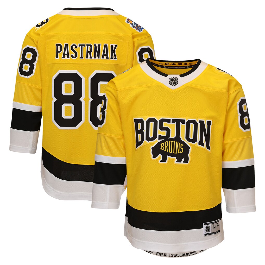 Youth Boston Bruins David Pastrnak Outerstuff Gold 2026 NHL Stadium Series Premier Jersey - Ujersey NFL Shop