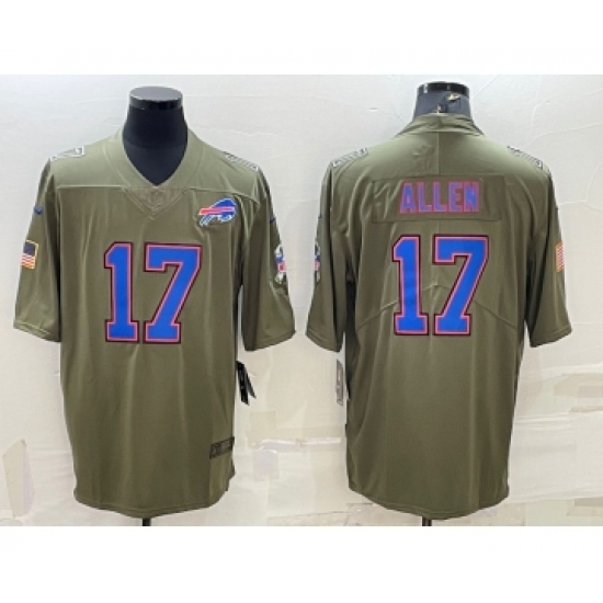Men's Buffalo Bills #17 Josh Allen Olive Salute To Service Limited Stitched Jersey - Ujersey
