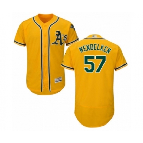 Men's Oakland Athletics #57 J.B. Wendelken Gold Alternate Flex Base Authentic Collection Baseball Player Jersey - Ujersey