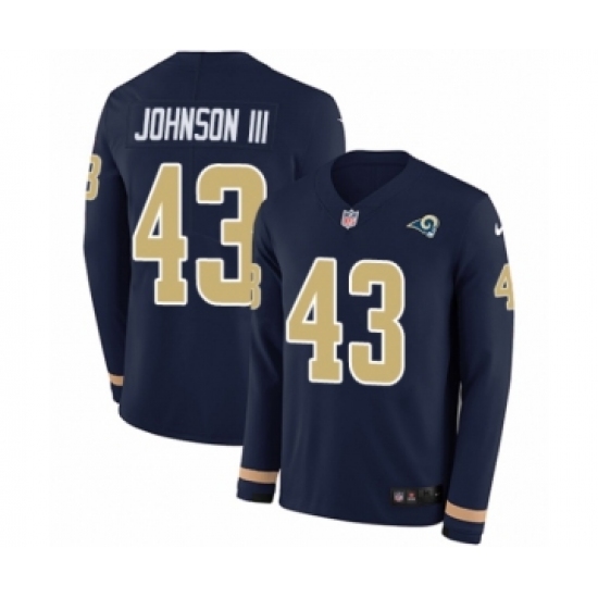 Youth Nike Los Angeles Rams #43 John Johnson Limited Navy Blue Therma Long Sleeve NFL Jersey - Ujersey