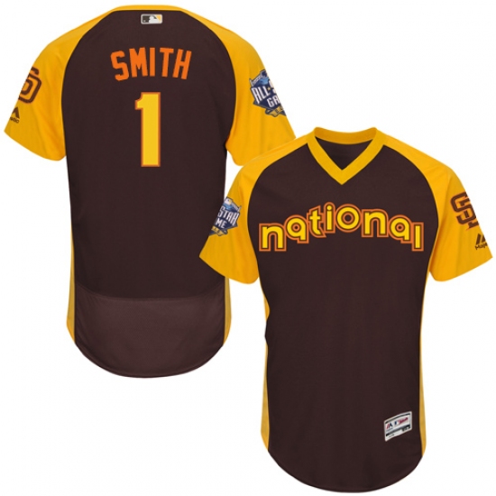 Men's Majestic San Diego Padres #1 Ozzie Smith Brown 2016 All-Star National League BP Authentic Collection Flex Base MLB Jersey - Ujersey