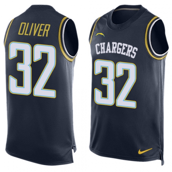 Men's Nike Los Angeles Chargers #32 Branden Oliver Limited Navy Blue Player Name & Number Tank Top NFL Jersey - Ujersey
