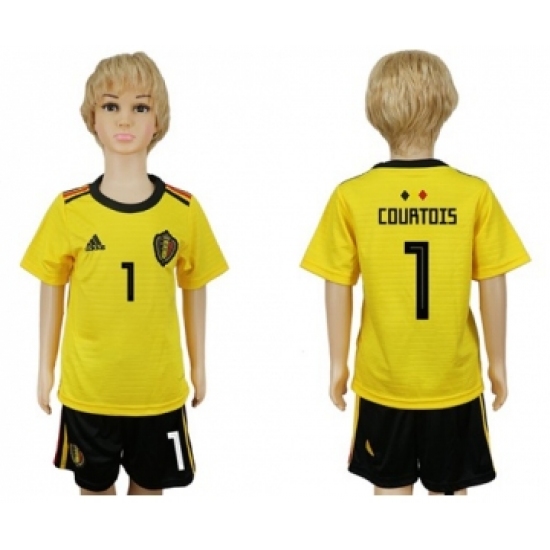 Belgium #1 Courtois Away Kid Soccer Country Jersey