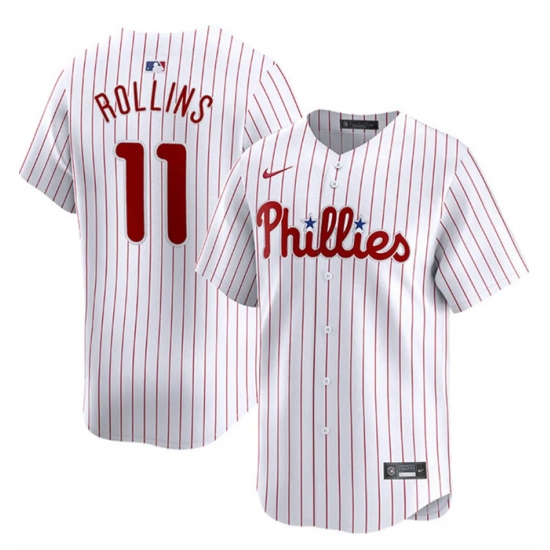 Men's Philadelphia Phillies #11 Jimmy Rollins White Home Limited Stitched Jersey - Ujersey