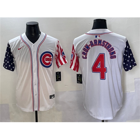 Men's Chicago Cubs #4 Pete Crow-Armstrong White 2025 Independence Day Vapor Premier Limited Stitched Baseball Jersey - Ujersey