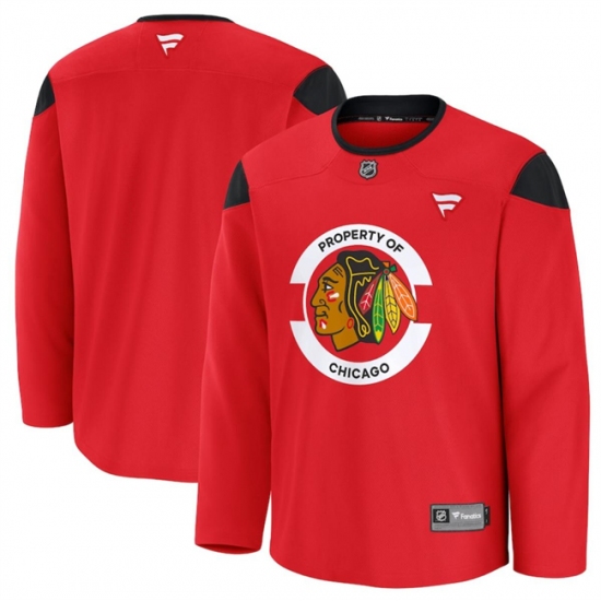 Men's Chicago Blackhawks Red 2024-25 Team Practice Stitched Hockey Jersey - Ujersey