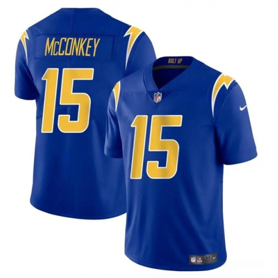Men's Los Angeles Chargers #15 Ladd McConkey Royal 2024 Draft Vapor Limited Football Stitched Jersey - Ujersey