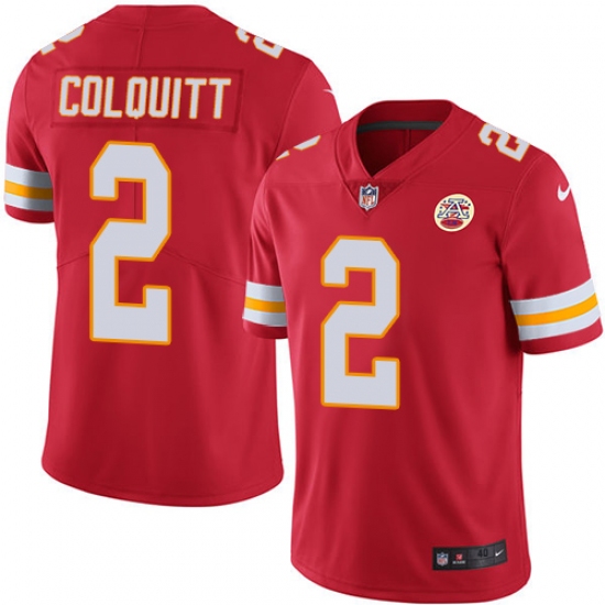 Men's Nike Kansas City Chiefs #2 Dustin Colquitt Red Team Color Vapor Untouchable Limited Player NFL Jersey - Ujersey