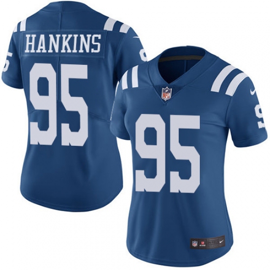 Women's Nike Indianapolis Colts #95 Johnathan Hankins Limited Royal Blue Rush Vapor Untouchable NFL Jersey - Ujersey