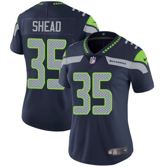 Women's Nike Seattle Seahawks #35 DeShawn Shead Steel Blue Team Color Vapor Untouchable Limited Player NFL Jersey - Ujersey