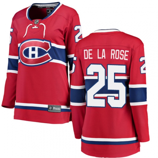 Women's Montreal Canadiens #25 Jacob de la Rose Authentic Red Home Fanatics Branded Breakaway NHL Jersey - Ujersey