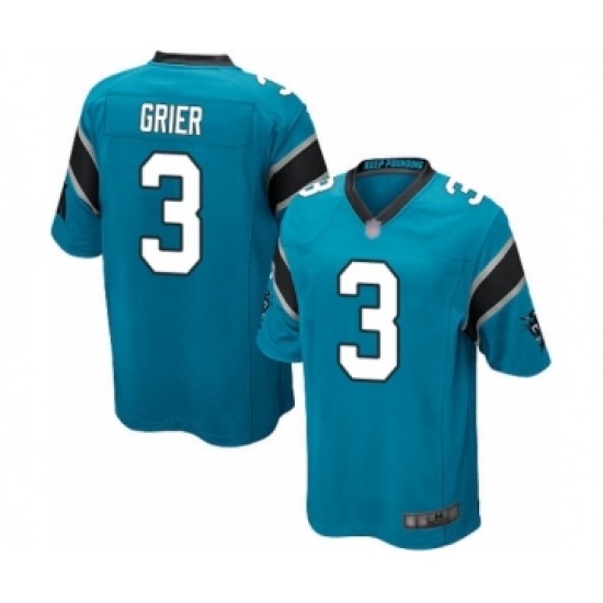 Men's Carolina Panthers #3 Will Grier Game Blue Alternate Football Jersey - Ujersey
