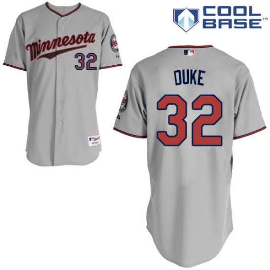 Men's Majestic Minnesota Twins #32 Zach Duke Authentic Grey Road Cool Base MLB Jersey - Ujersey