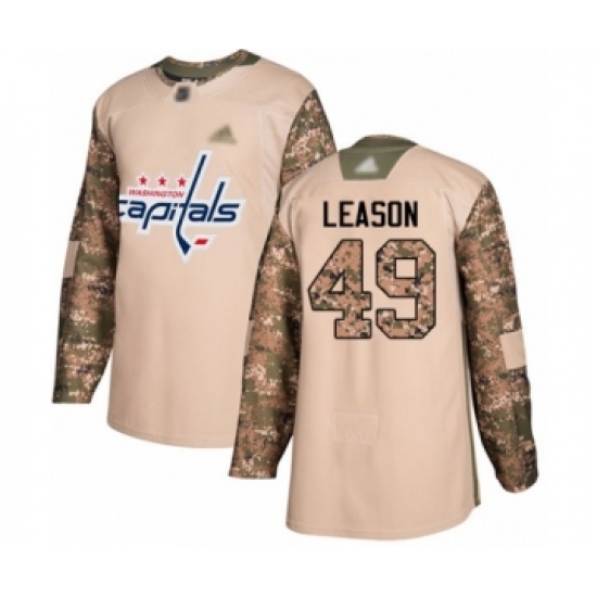 Youth Washington Capitals #49 Brett Leason Authentic Camo Veterans Day Practice Hockey Jersey - Ujersey