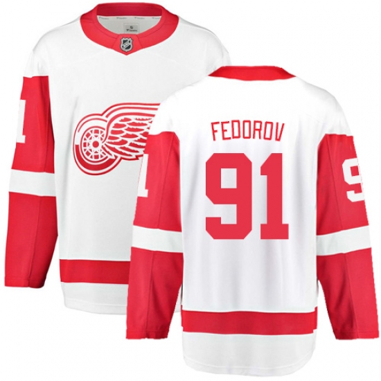 Youth Detroit Red Wings #91 Sergei Fedorov Fanatics Branded White Away Breakaway NHL Jersey - Ujersey