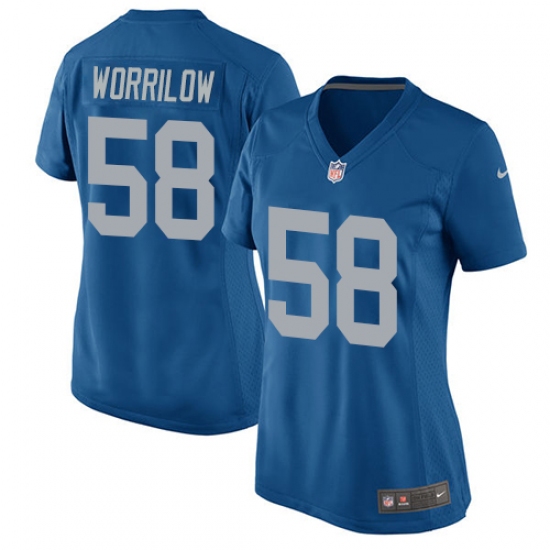 Women's Nike Detroit Lions #58 Paul Worrilow Game Blue Alternate NFL Jersey - Ujersey