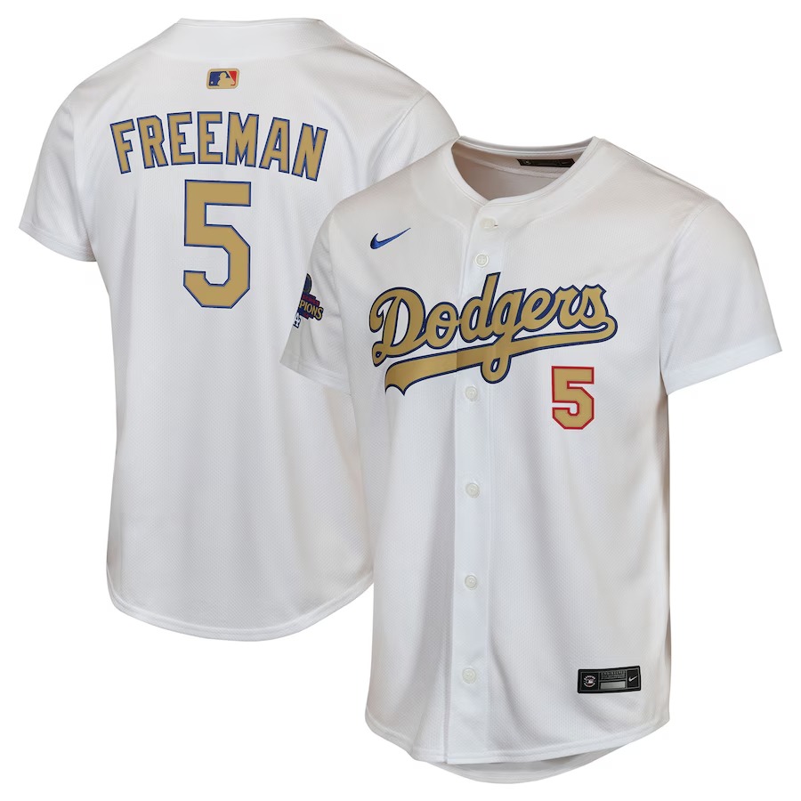 Youth Los Angeles Dodgers Freddie Freeman Nike White 2025 Gold Collection Limited Jersey - Ujersey NHL