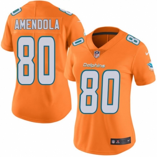 Women's Nike Miami Dolphins #80 Danny Amendola Limited Orange Rush Vapor Untouchable NFL Jersey - Ujersey