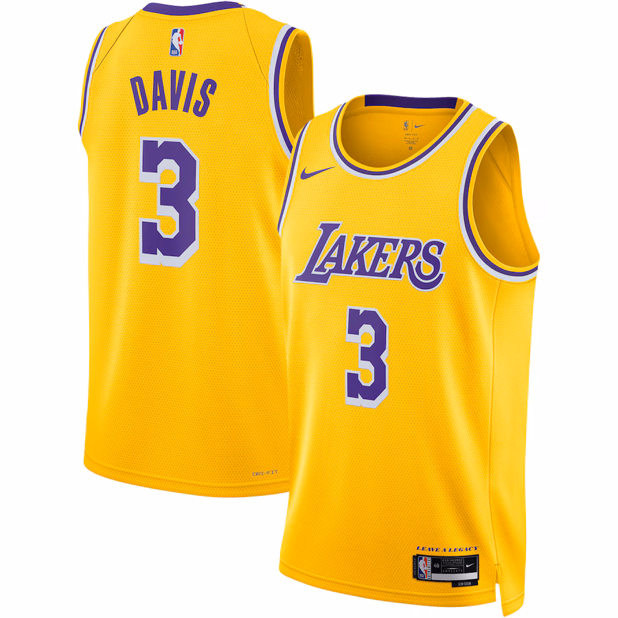 Unisex Los Angeles Lakers Anthony Davis Nike Gold Swingman Jersey - Icon Edition - Ujersey NHL