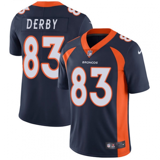 Men's Nike Denver Broncos #83 A.J. Derby Navy Blue Alternate Vapor Untouchable Limited Player NFL Jersey - Ujersey