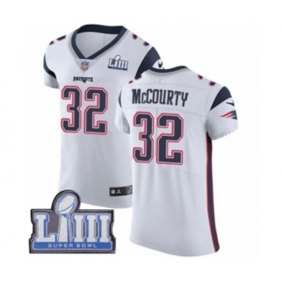 Men's Nike New England Patriots #32 Devin McCourty White Vapor Untouchable Elite Player Super Bowl LIII Bound NFL Jersey - Ujersey