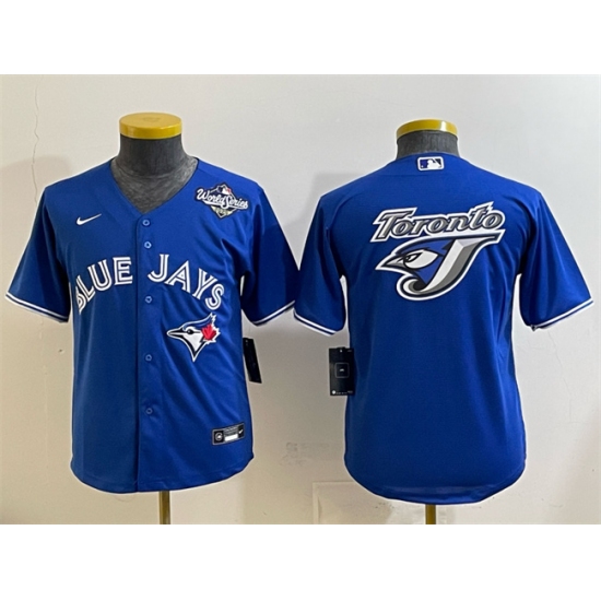 Youth Toronto Blue Jays Team Big Logo Royal 2025 World Series Cool Base Stitched Baseball Jersey - Ujersey