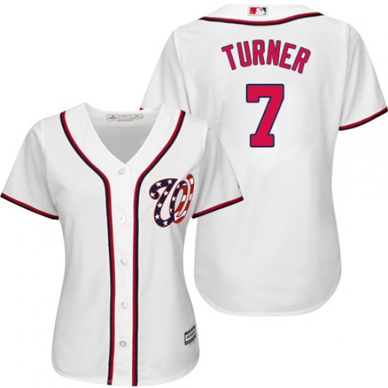 Women's Majestic Washington Nationals #7 Trea Turner Authentic White Home Cool Base MLB Jersey - Ujersey