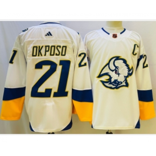Men's Buffalo Sabres #21 Kyle Okposo White 2022 Reverse Retro Authentic Jersey - Ujersey