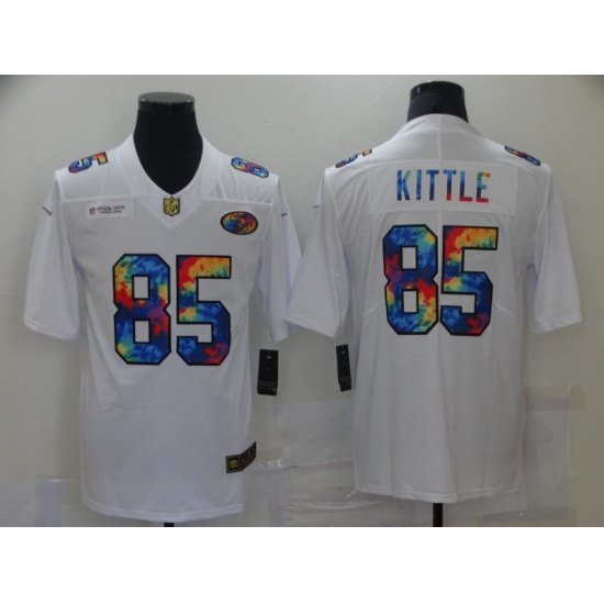 Men's San Francisco 49ers #85 George Kittle White Rainbow Version Nike Limited Jersey - Ujersey